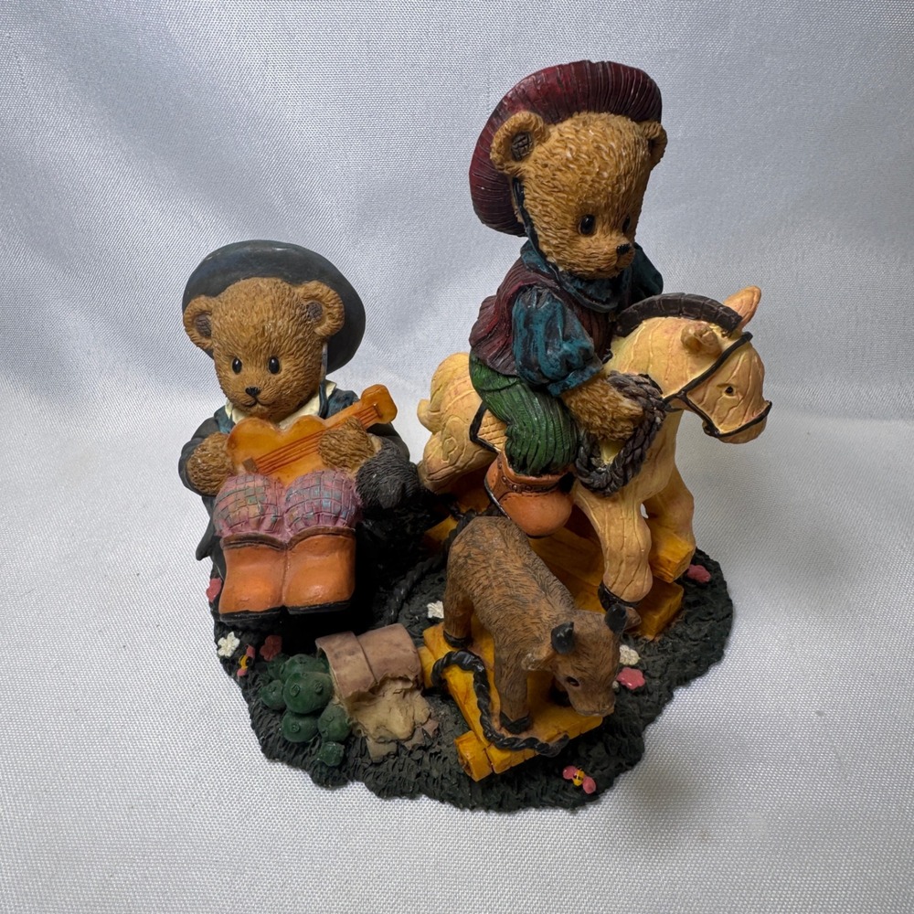 Youngs Inc Berry Hill Bears Luke And‎ Zak On The Range 1997 Western Figurine